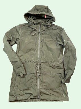 Mountain Hardwear Olive Green Long Cargo Rain Coat Jacket Women's Size Large